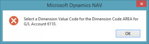 G/L Account Code Mandatory Error Message
