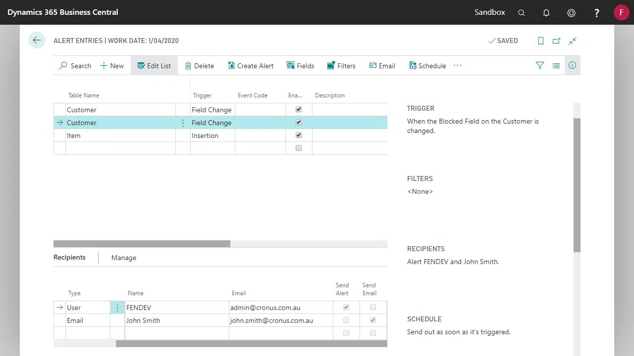 Setup multiple alerts