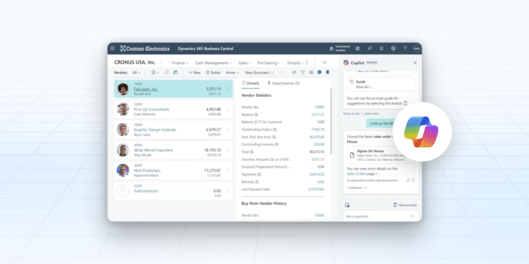 This is an image of the Copilot integrated feature in Business Central