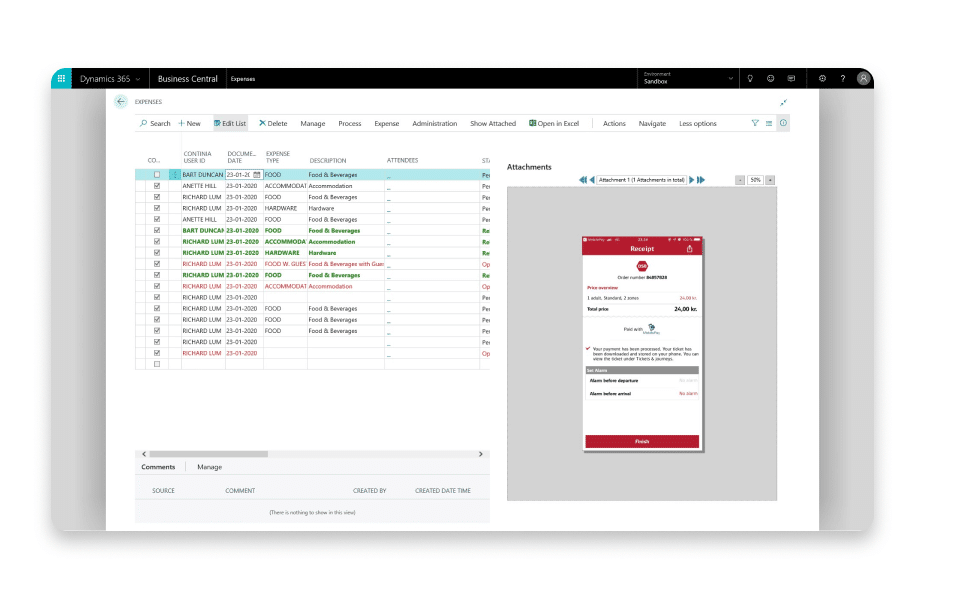 Continia Expense Management in Business Central